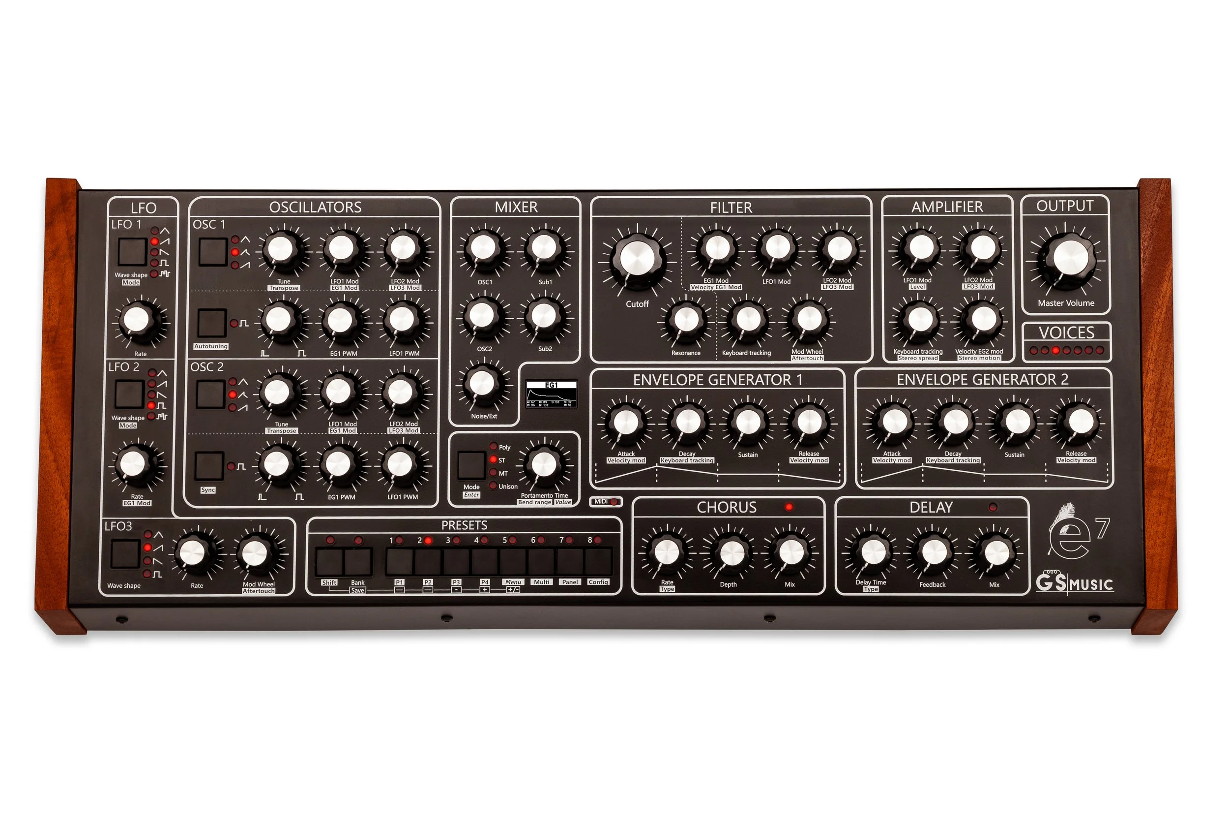 GS e7 Analog Polyphonic Synthesizer (Black/Red) — GS Music